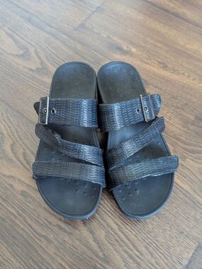 Vionic Rio Sandals Black Slip On Size 6